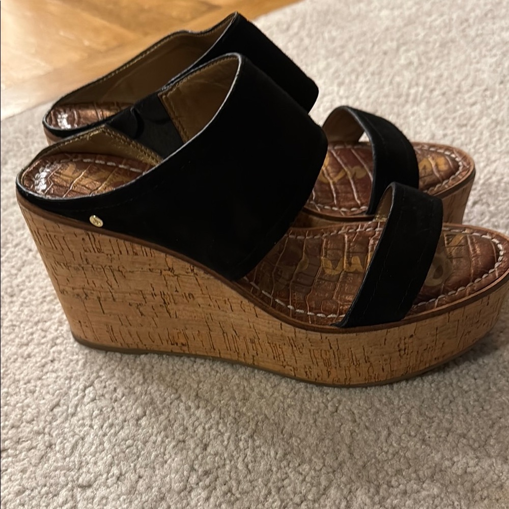 Sam Edelman suede Black Wedge Sandals